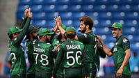 X/TheRealPCB : File photo of Pakistan cricket team celebrating after taking a wicket against Ireland in T20 World Cup 2024.